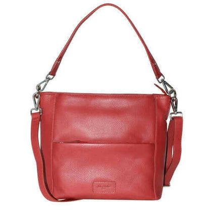 Ladies Large Leather Multi Zip Pocket Hobo Shoulder Bag.