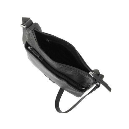 Ladies Leather Medium Multi Zip Crossbody Bag