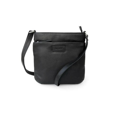 Ladies Leather Top Zipper Crossbody Bag.