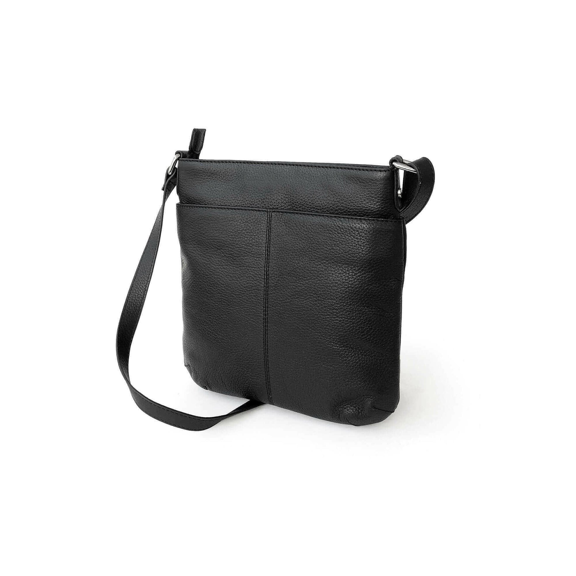 Ladies Leather Top Zipper Crossbody Bag.