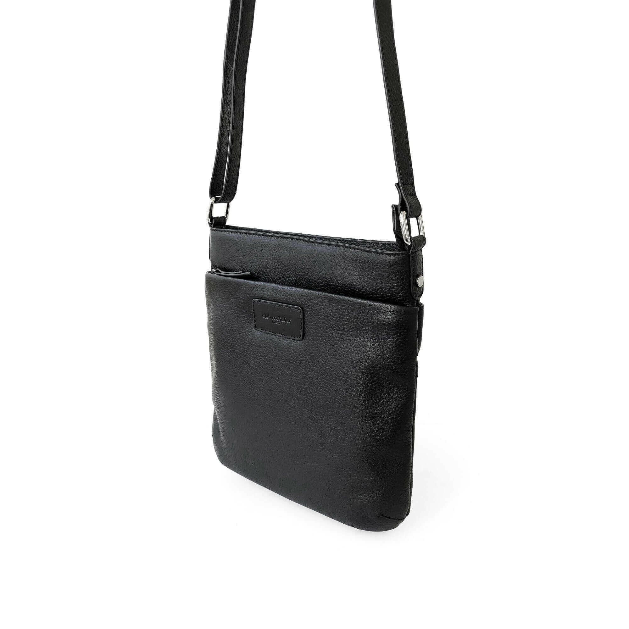 Ladies Leather Top Zipper Crossbody Bag.