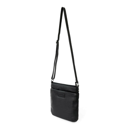 Ladies Leather Top Zipper Crossbody Bag.