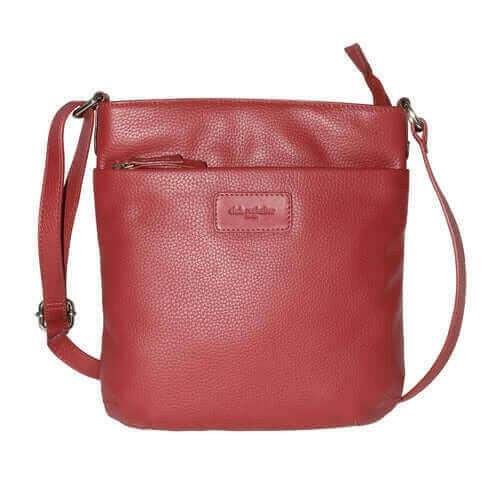 Ladies Leather Top Zipper Crossbody Bag.