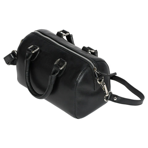 Ladies Leather Barrel Bag with Adjustable Strap.