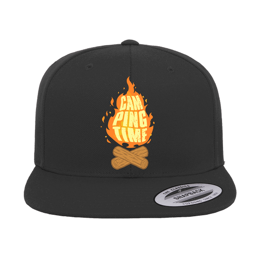 Camp Fire Printed Flat Bill Cap.