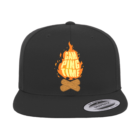 Camp Fire Printed Flat Bill Cap.