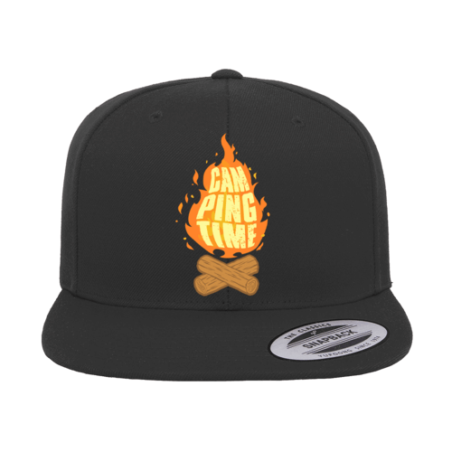 Camp Fire Printed Flat Bill Cap.