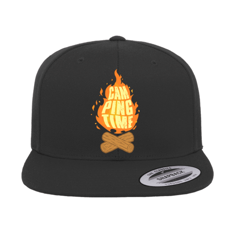 Camp Fire Printed Flat Bill Cap.