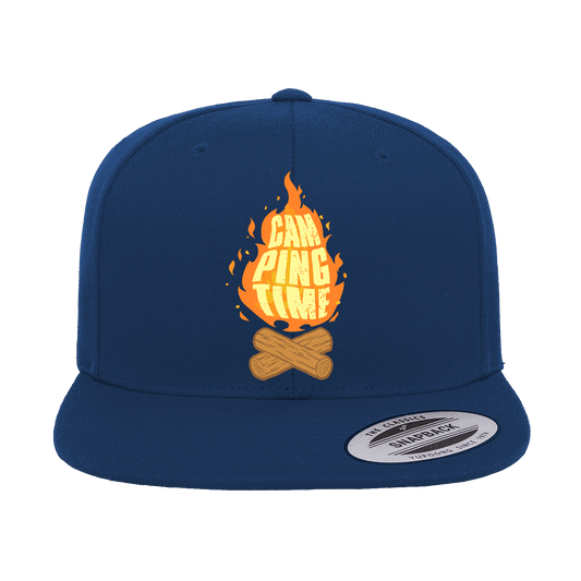 Camp Fire Printed Flat Bill Cap.