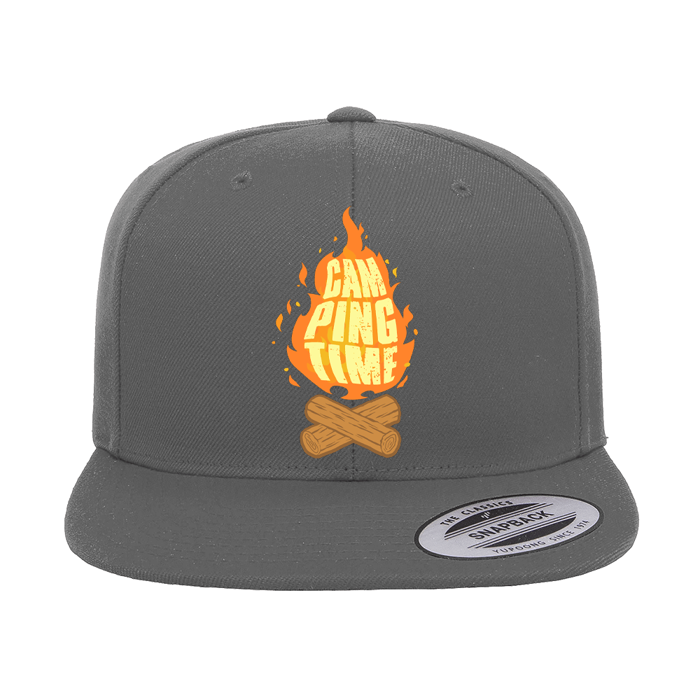 Camp Fire Printed Flat Bill Cap.