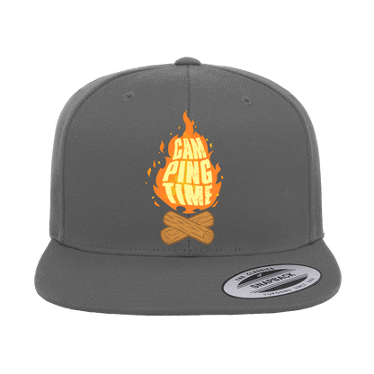 Camp Fire Printed Flat Bill Cap.