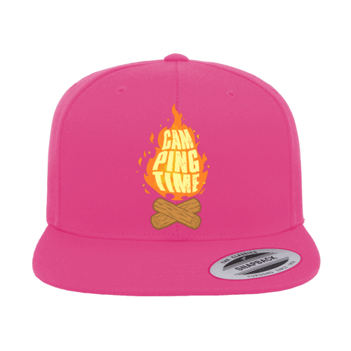 Camp Fire Printed Flat Bill Cap.