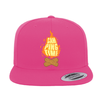 Camp Fire Printed Flat Bill Cap.