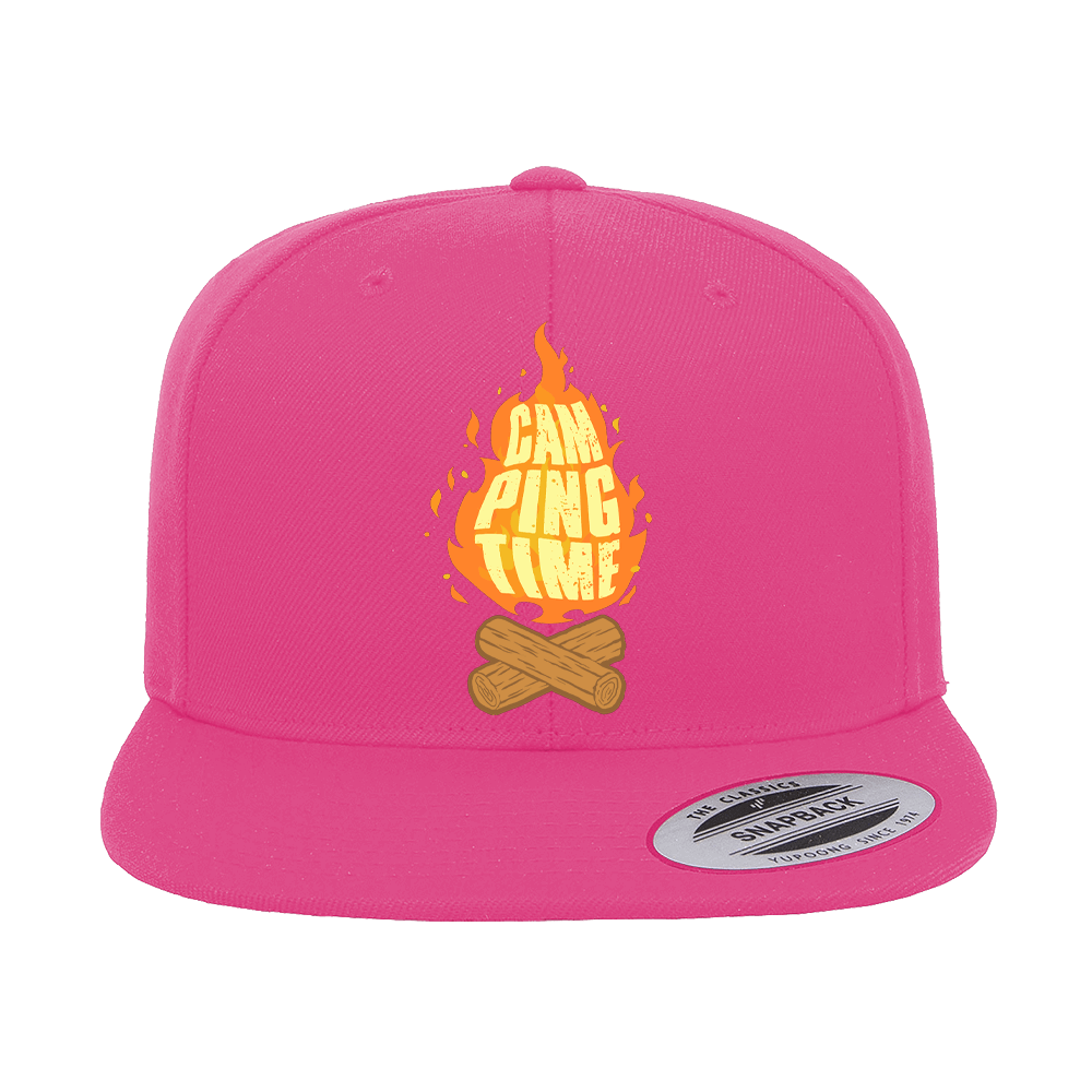 Camp Fire Printed Flat Bill Cap.