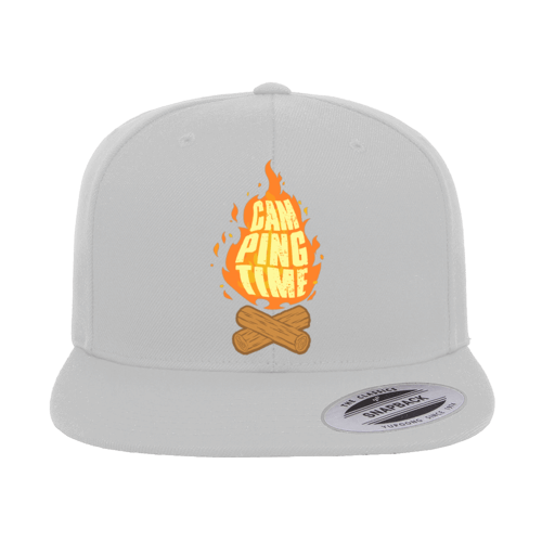 Camp Fire Printed Flat Bill Cap.