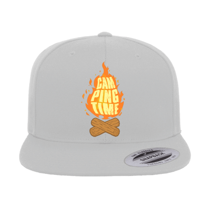 Camp Fire Printed Flat Bill Cap.