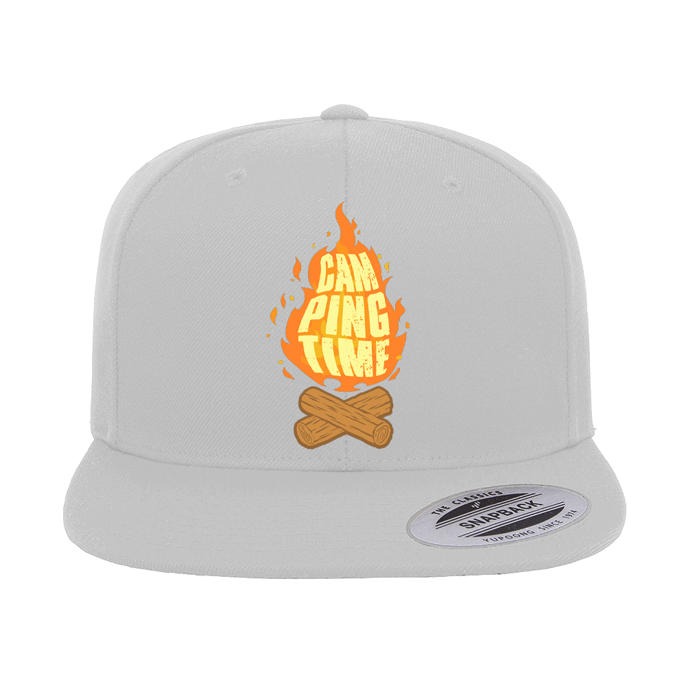 Camp Fire Printed Flat Bill Cap.