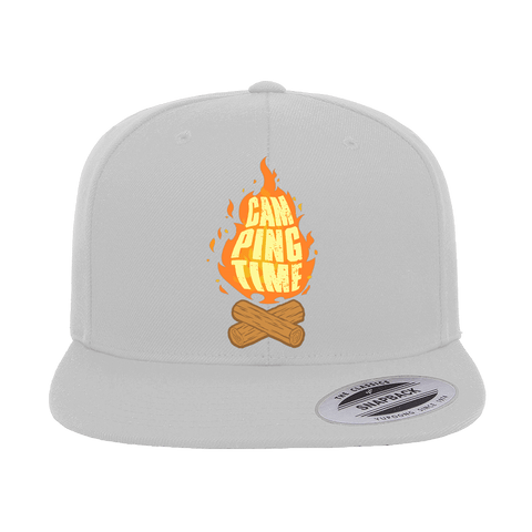 Camp Fire Printed Flat Bill Cap.