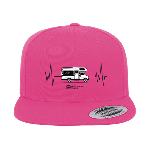 Camping Cardiogram Embroidered Flat Bill Cap.