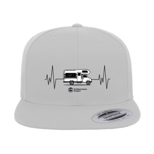 Camping Cardiogram Embroidered Flat Bill Cap.