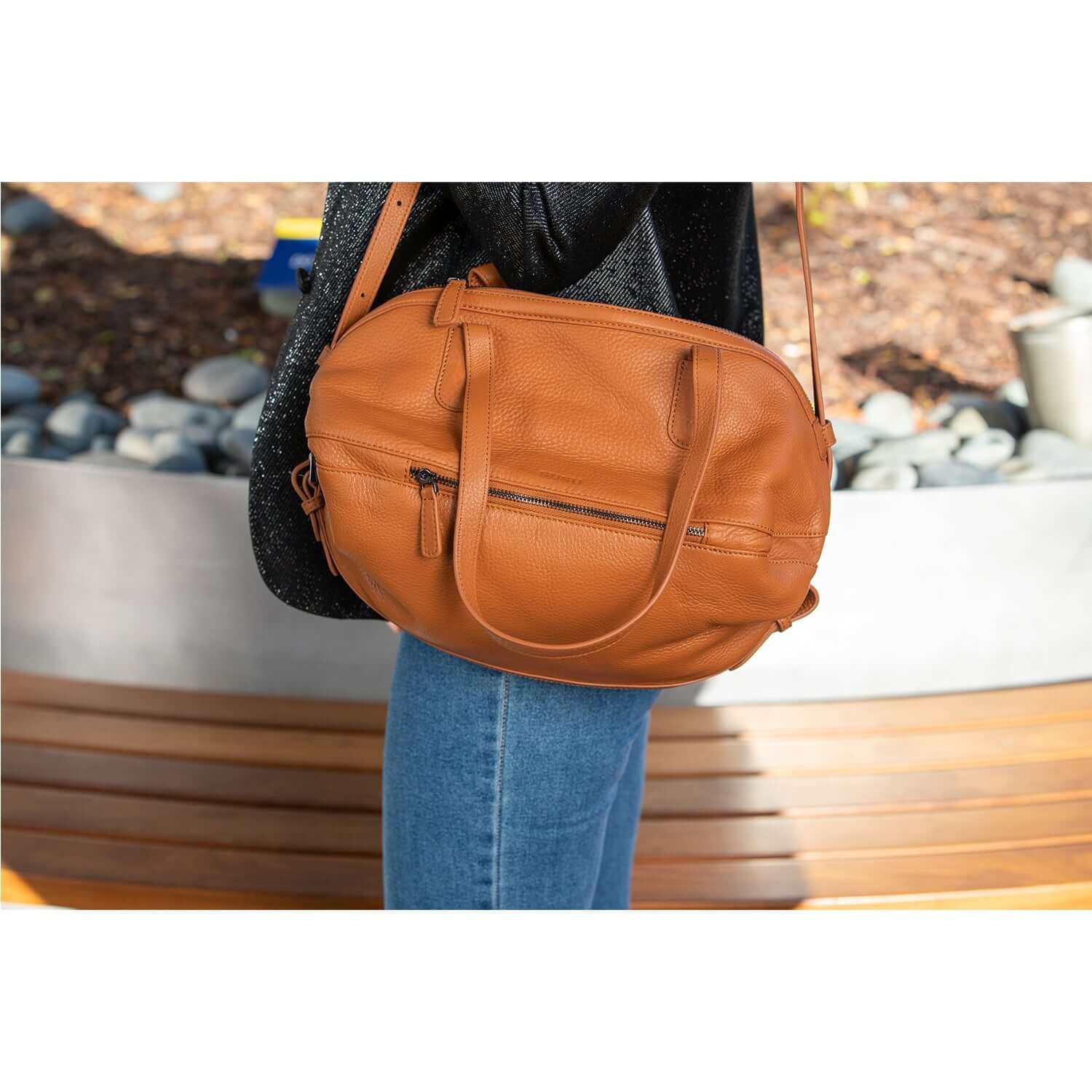 Leather Satchel Bag Brown Shoulder Purse Women&