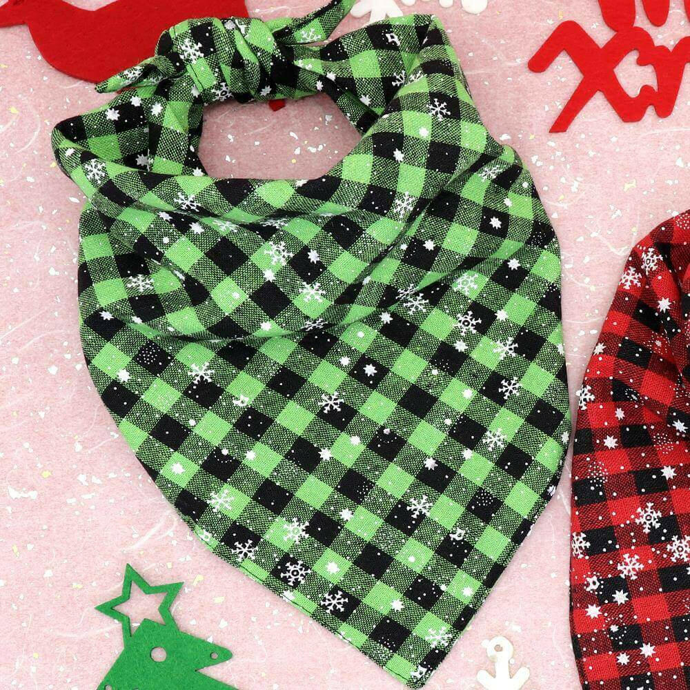 Christmas Dog Bandana Plaid Dogs Bibs Large Pet.