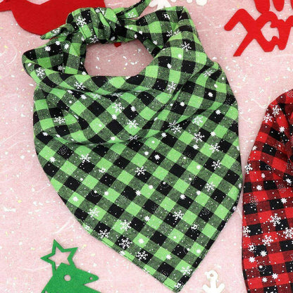 Christmas Dog Bandana Plaid Dogs Bibs Large Pet.