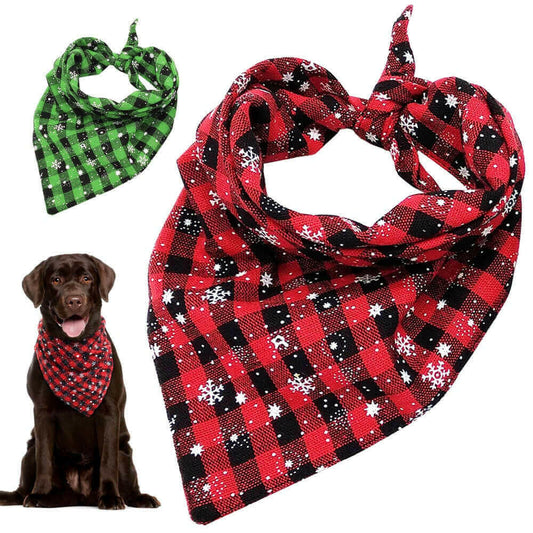 Christmas Dog Bandana Plaid Dogs Bibs Large Pet.