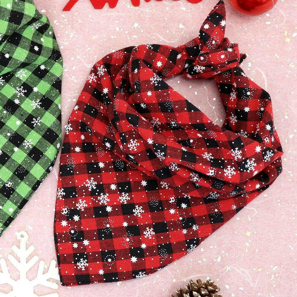 Christmas Dog Bandana Plaid Dogs Bibs Large Pet