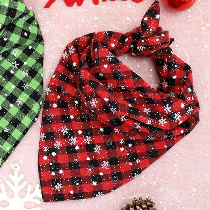 Christmas Dog Bandana Plaid Dogs Bibs Large Pet.