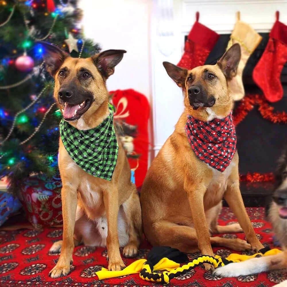 Christmas Dog Bandana Plaid Dogs Bibs Large Pet.