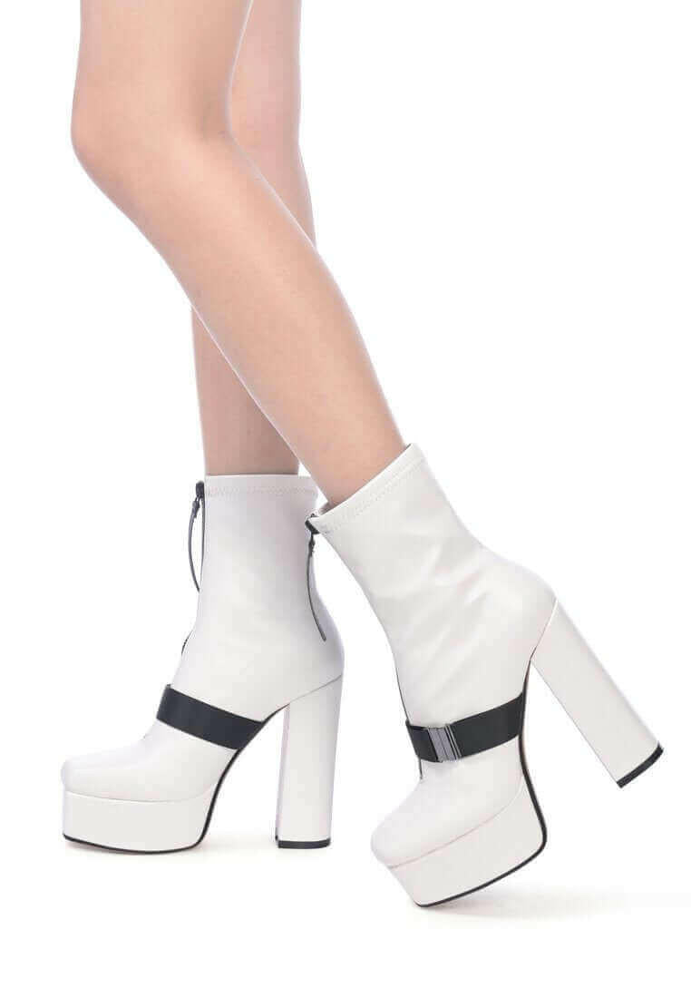 boomer chunky high block heel boots