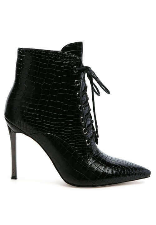 escala croc lace-up stiletto boots.