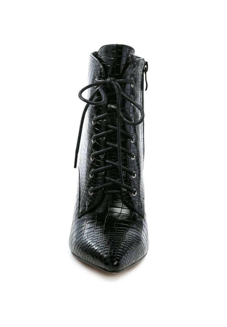 escala croc lace-up stiletto boots.