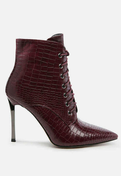 escala croc lace-up stiletto boots.