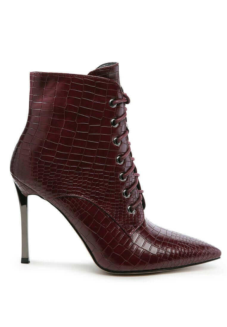 escala croc lace-up stiletto boots.