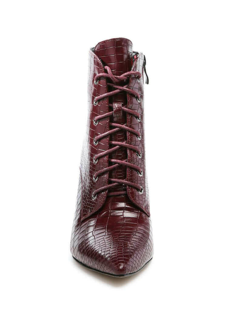 escala croc lace-up stiletto boots.