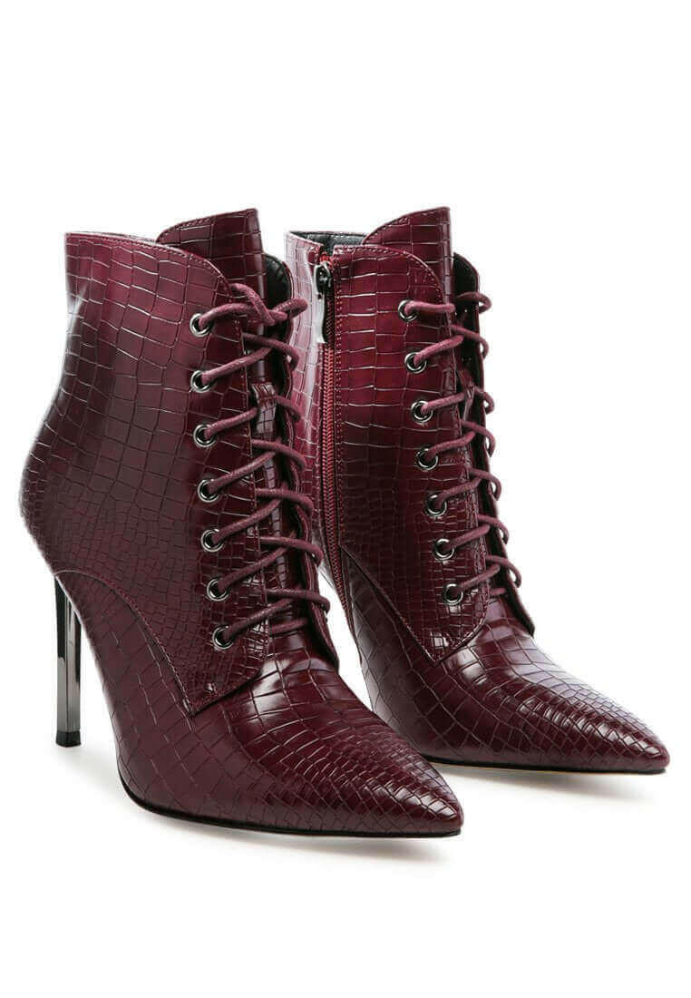 escala croc lace-up stiletto boots.