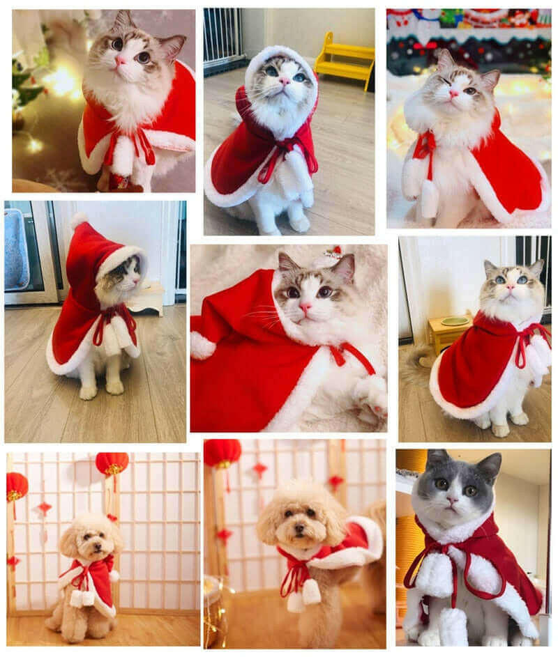 Cute Christmas Dog Coat Cat Costume Soft Warm Cat.