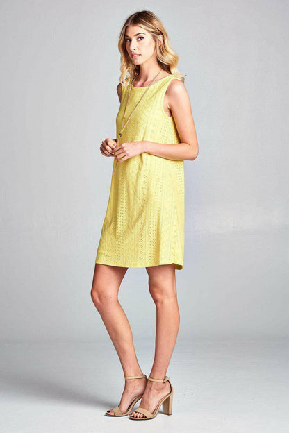 Women's Vivid Solid Sleeveless Mini Modern Short Dress.