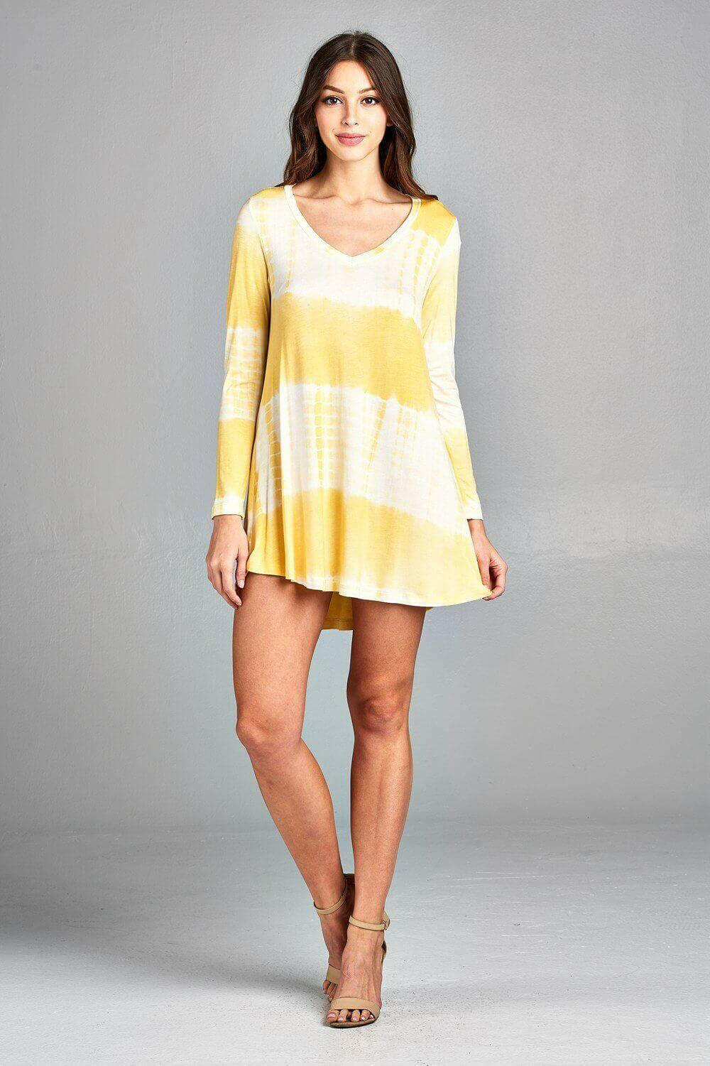 Printed Stylish Modern Long Sleeve Mini Tunic Dress.