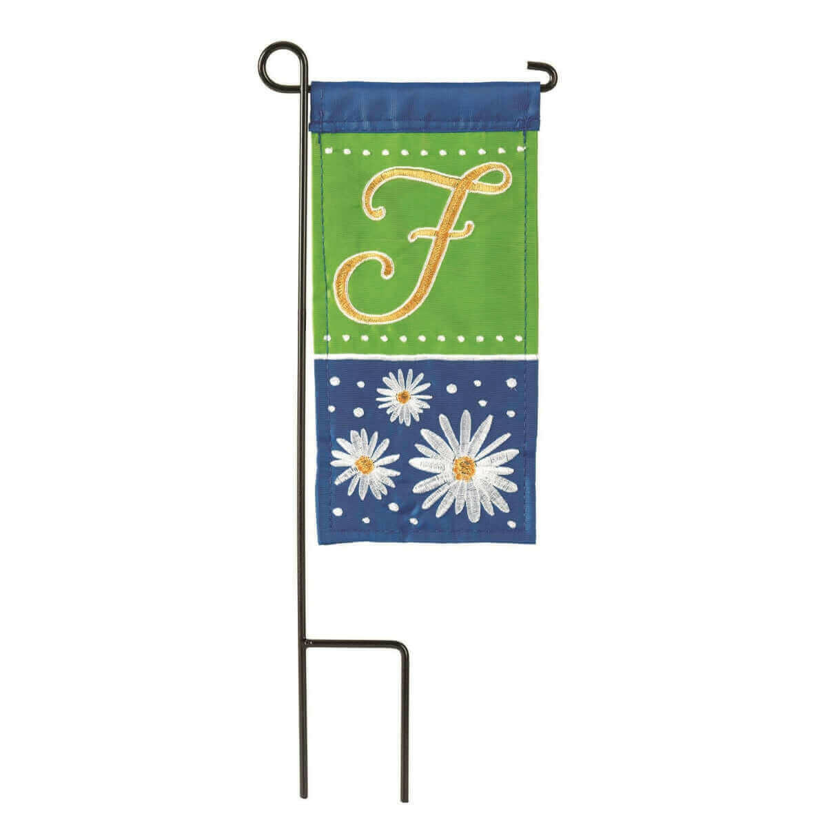 Dicksons M040044 4 x 8.5 in. Flag Double Applique Daisy Monogram F Bur