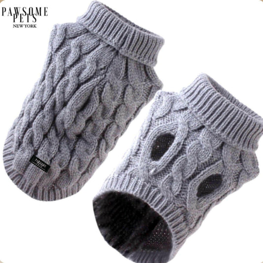 DOG AND CAT CABLE KNIT SWEATER - GREY