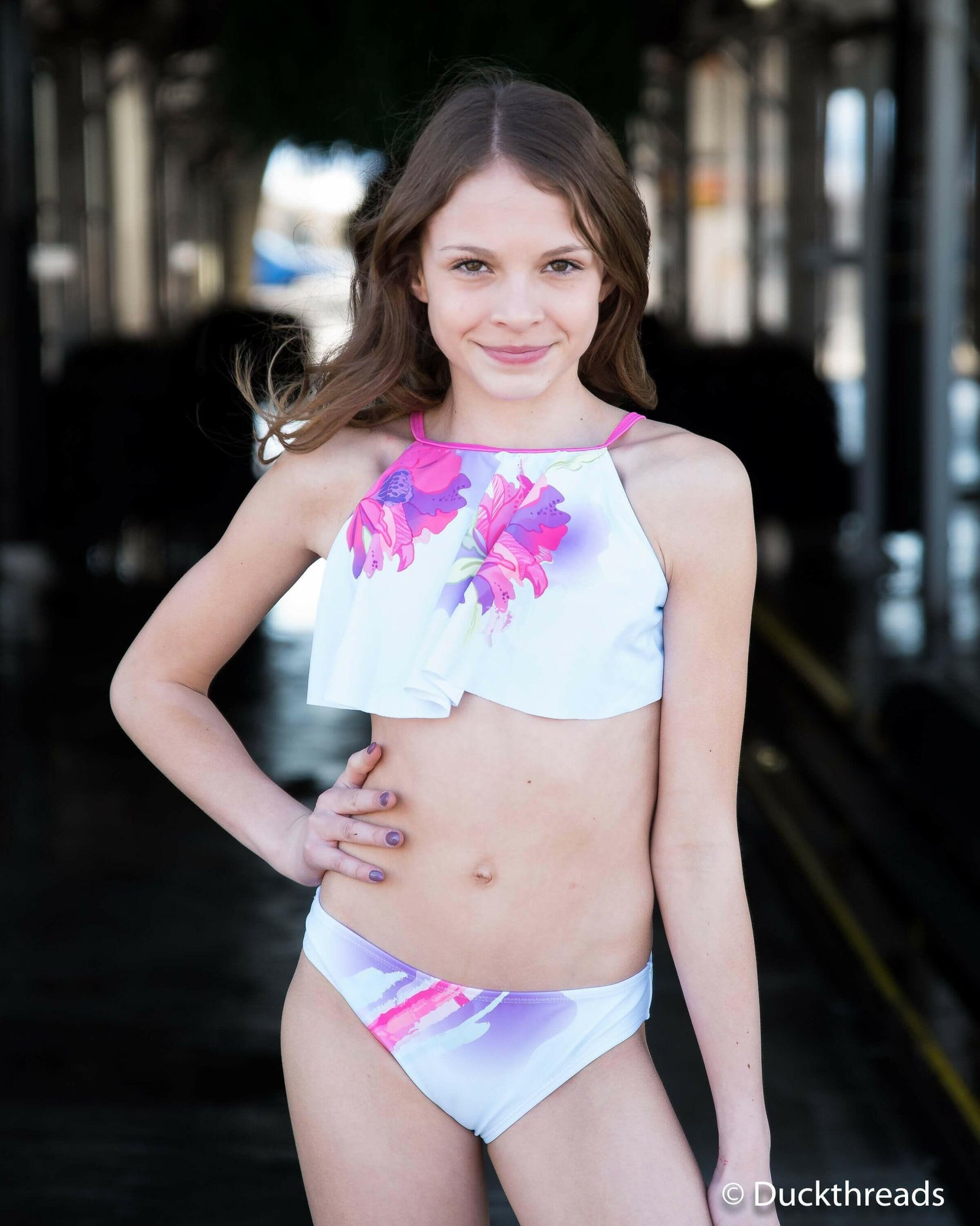 Limeapple Raised neck Ruffle Bikini