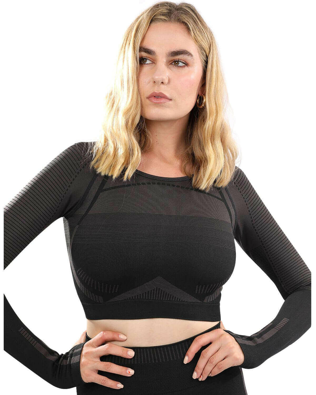 Decata Seamless Sports Top - Black & Brown.