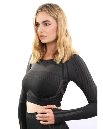 Decata Seamless Sports Top - Black & Brown.