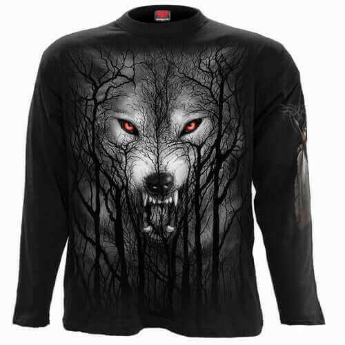 FOREST WOLF - Longsleeve T-Shirt Black.