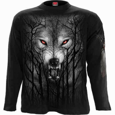 FOREST WOLF - Longsleeve T-Shirt Black.