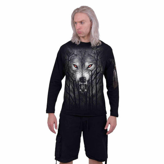 FOREST WOLF - Longsleeve T-Shirt Black.