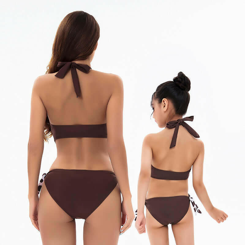 Bikini New Sexy Solid Color One-Piece Parent-Child Swimsuit Bikini.